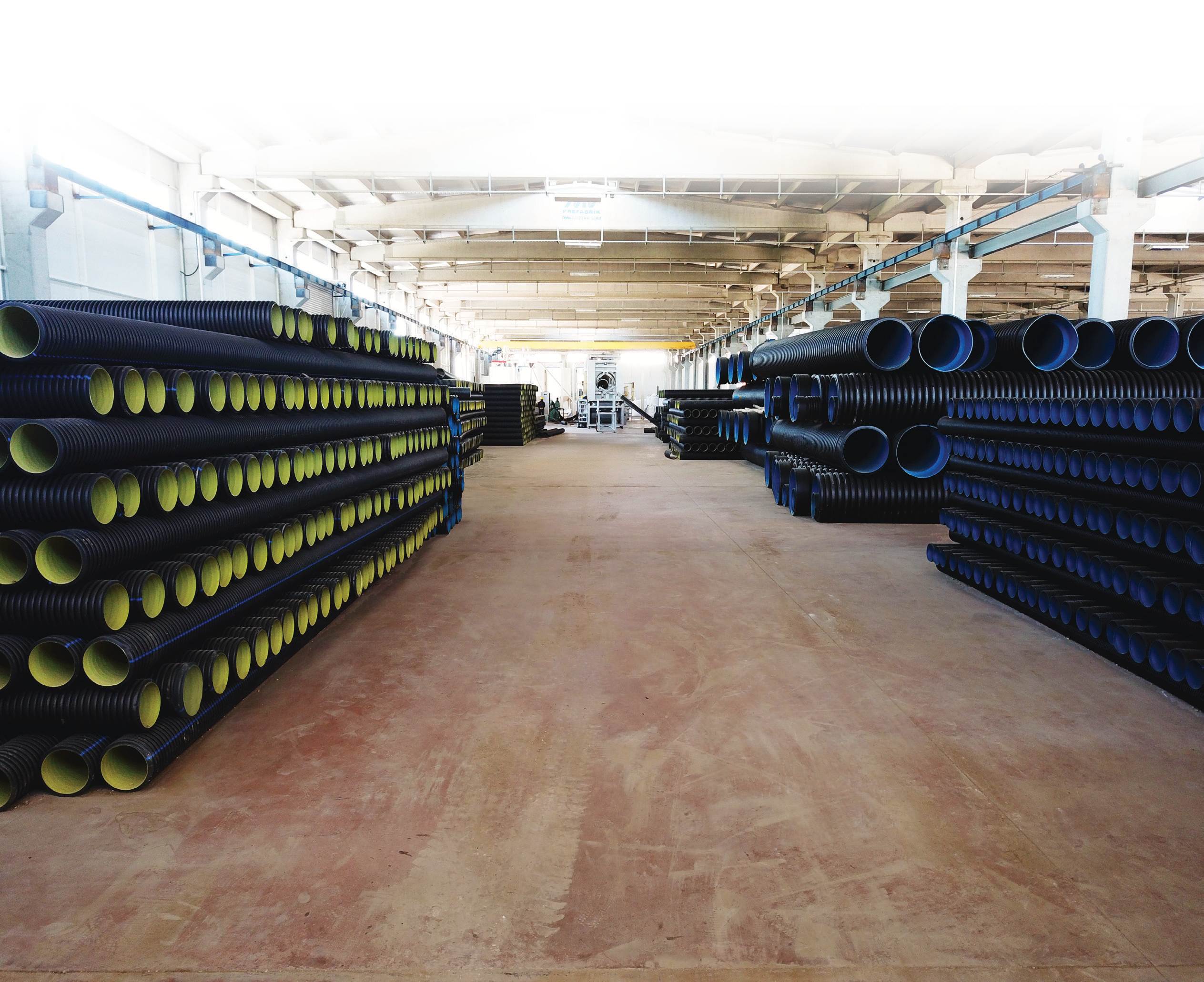 Corrugated pipe stock prepared for infrastructure projects